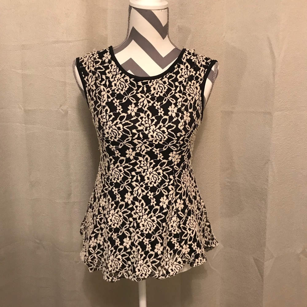 FLORAL LACE DESIGN BLOUSE WITH SHEER BACK